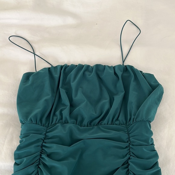 Forest Green Ruched Dress - Picture 5 of 15